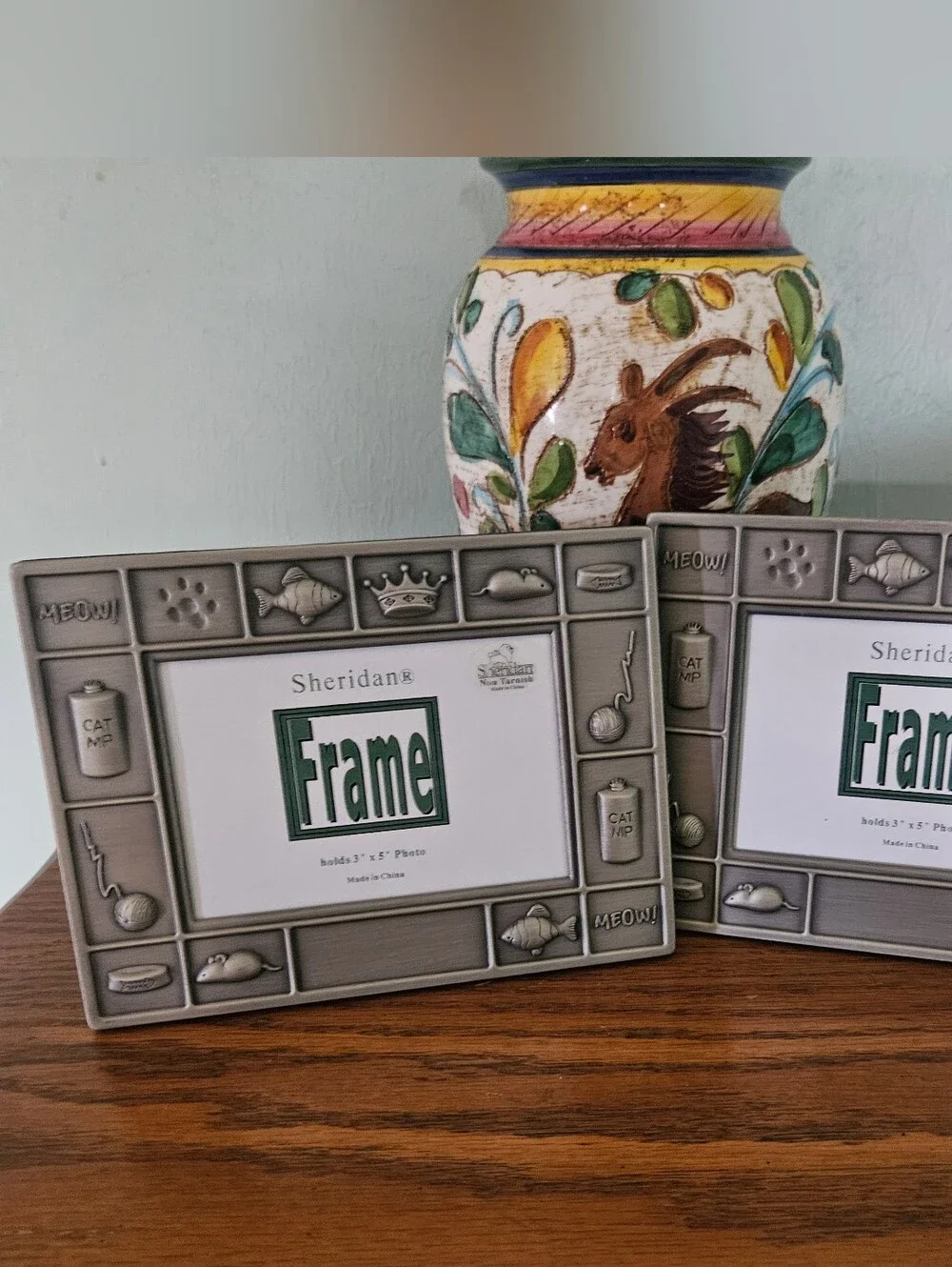 Cat Picture Frames, 2 Pewter Cat Frames, Sheridan Frames